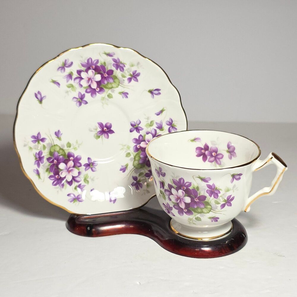 Aynsley Teacup and Saucer Violette Purple Violets